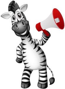 zebra cartoon with megaphone image